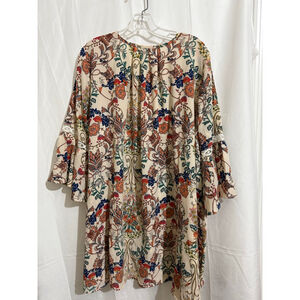 Women's Umgee L Beige Floral Bell Sleeve Tunic Top